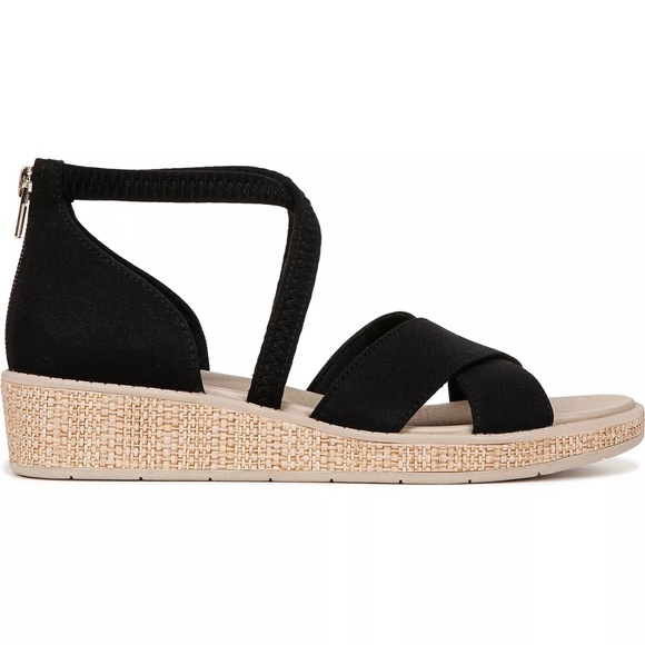 Brand New! BZees Bali Wedge Sandal Black Back Zipper Size 7 WIDE w/Original Box - Picture 2 of 8